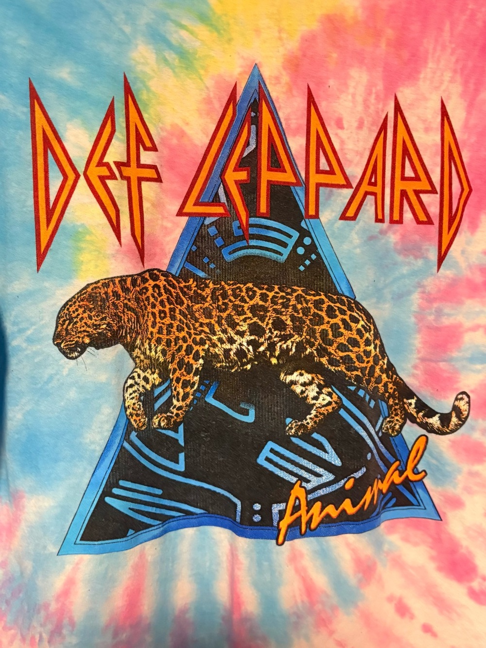 Def Leppard Tie-Dye 'Animal' Graphic Tee - Pink Blue Yellow - Picture 2 of 4